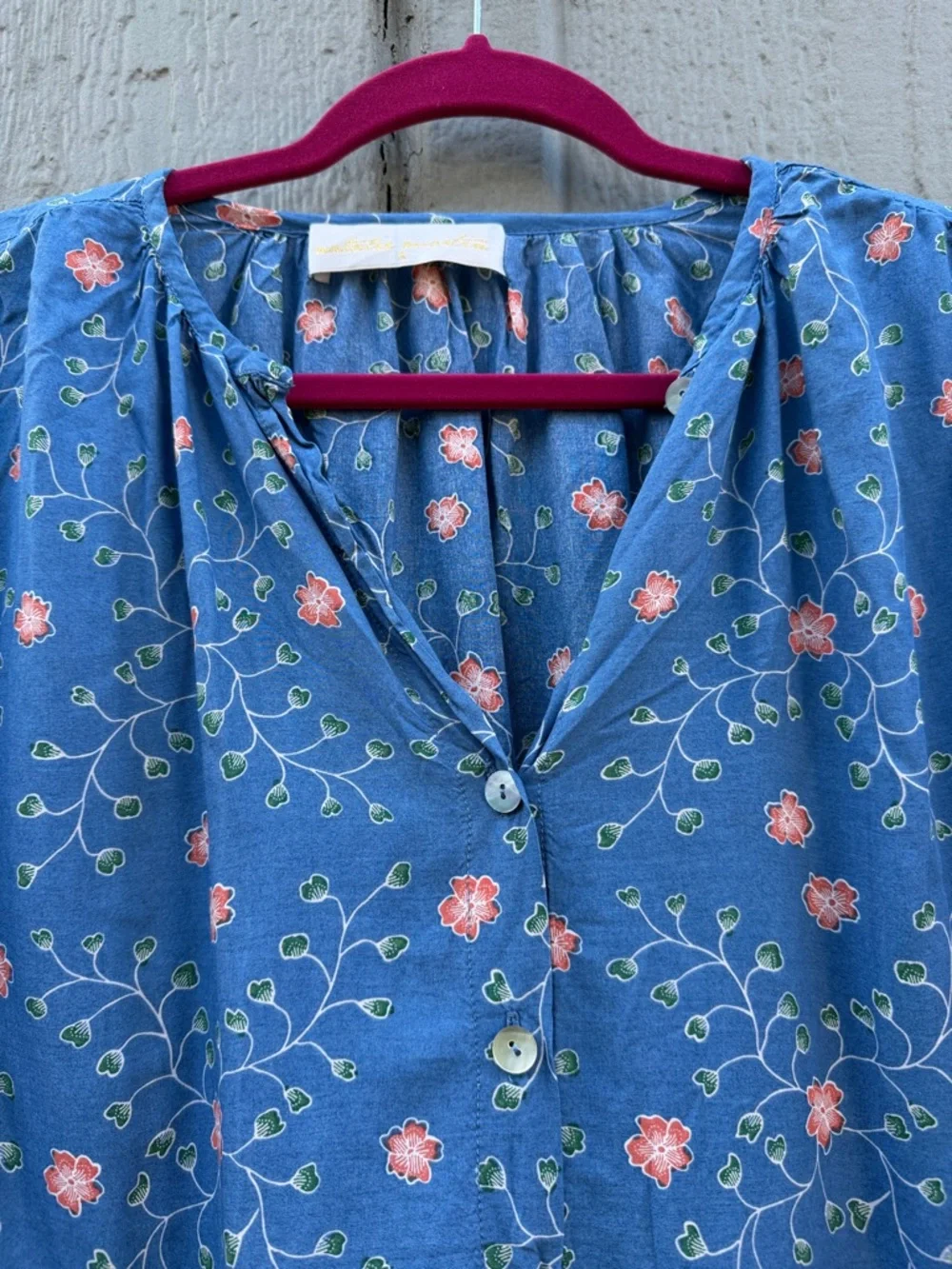Natalie Martin Blue Floral Button-Front Women's Top Size: S - Picture 6 of 12